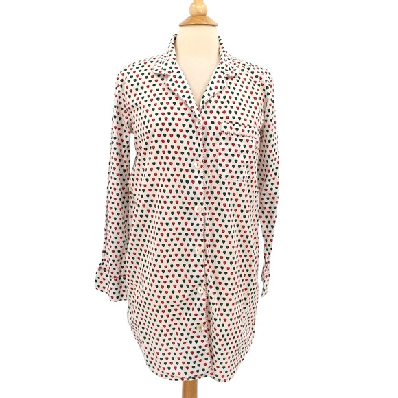 Roller Rabbit holiday hearts night shirt Small red green white cotton whimsical - Picture 2 of 14